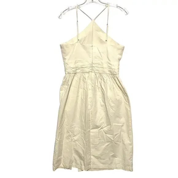 Banana Republic Cream Halter Midi Button Sheath Dress 2 Summer Coastal Boho Chic - Picture 2 of 9